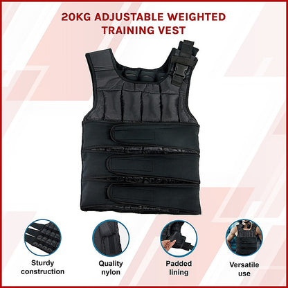 20Kg Adjustable Weighted Training Vest V63-798707