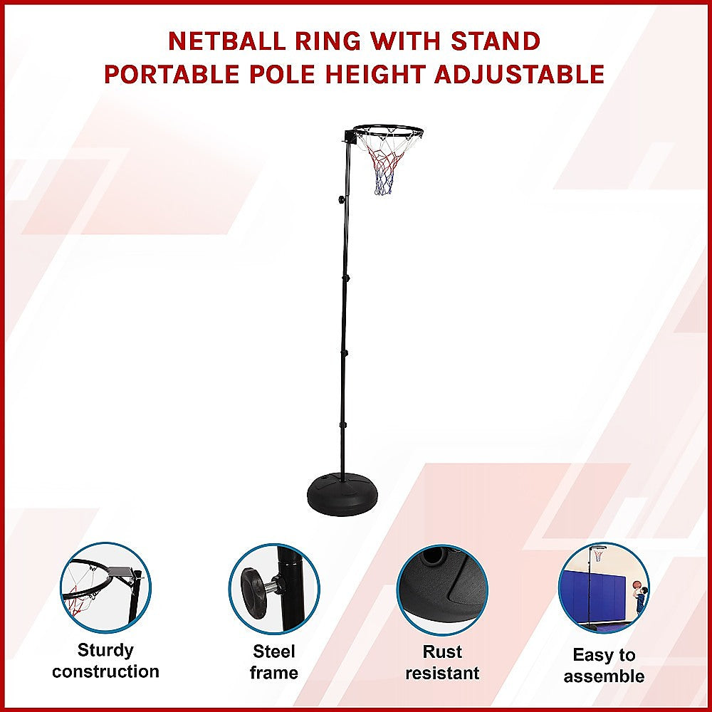 Netball Ring with Stand Portable Pole Height Adjustable V63-798747