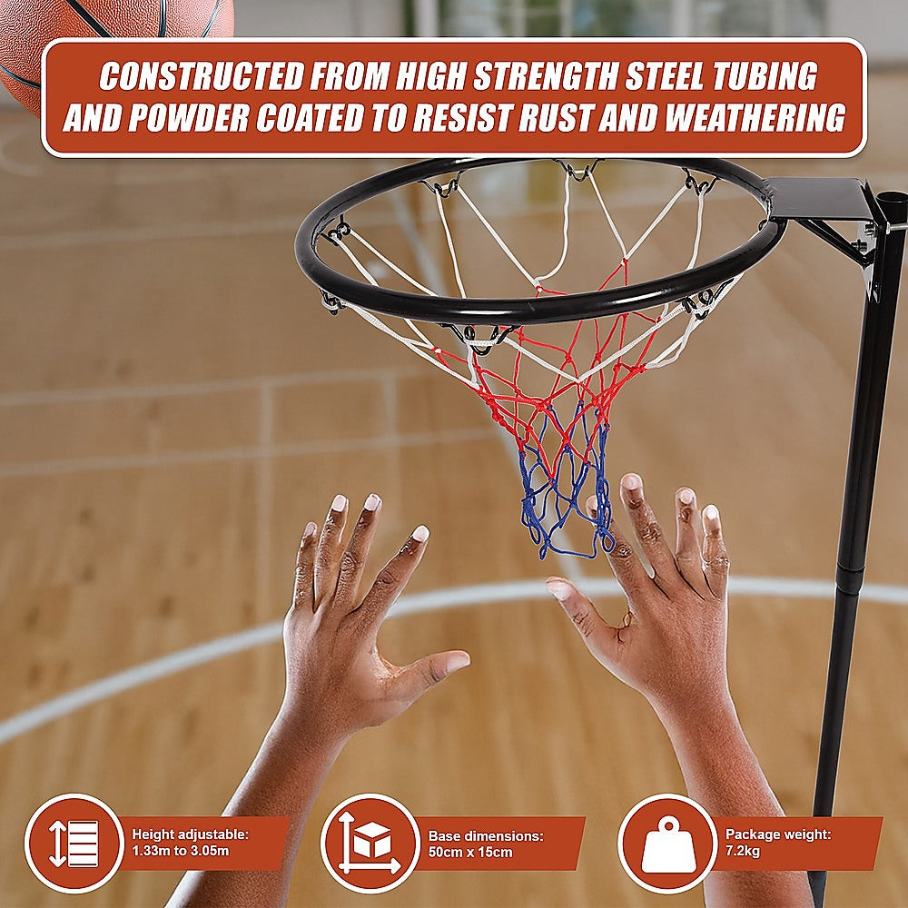 Netball Ring with Stand Portable Pole Height Adjustable V63-798747
