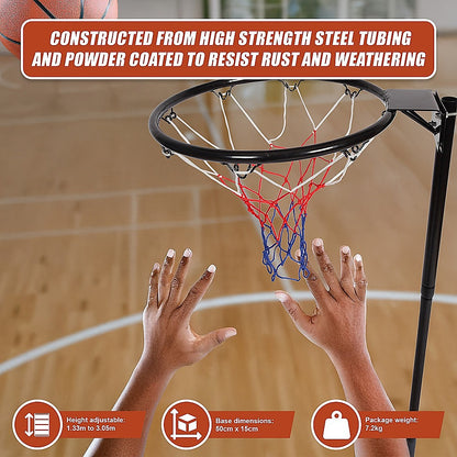 Netball Ring with Stand Portable Pole Height Adjustable V63-798747