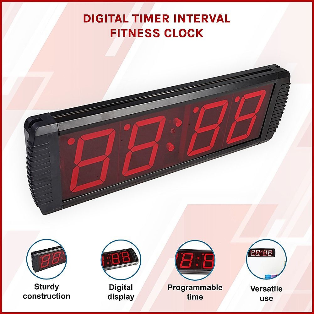 Digital Timer Interval Fitness Clock with LED Display for Home Gym Workouts