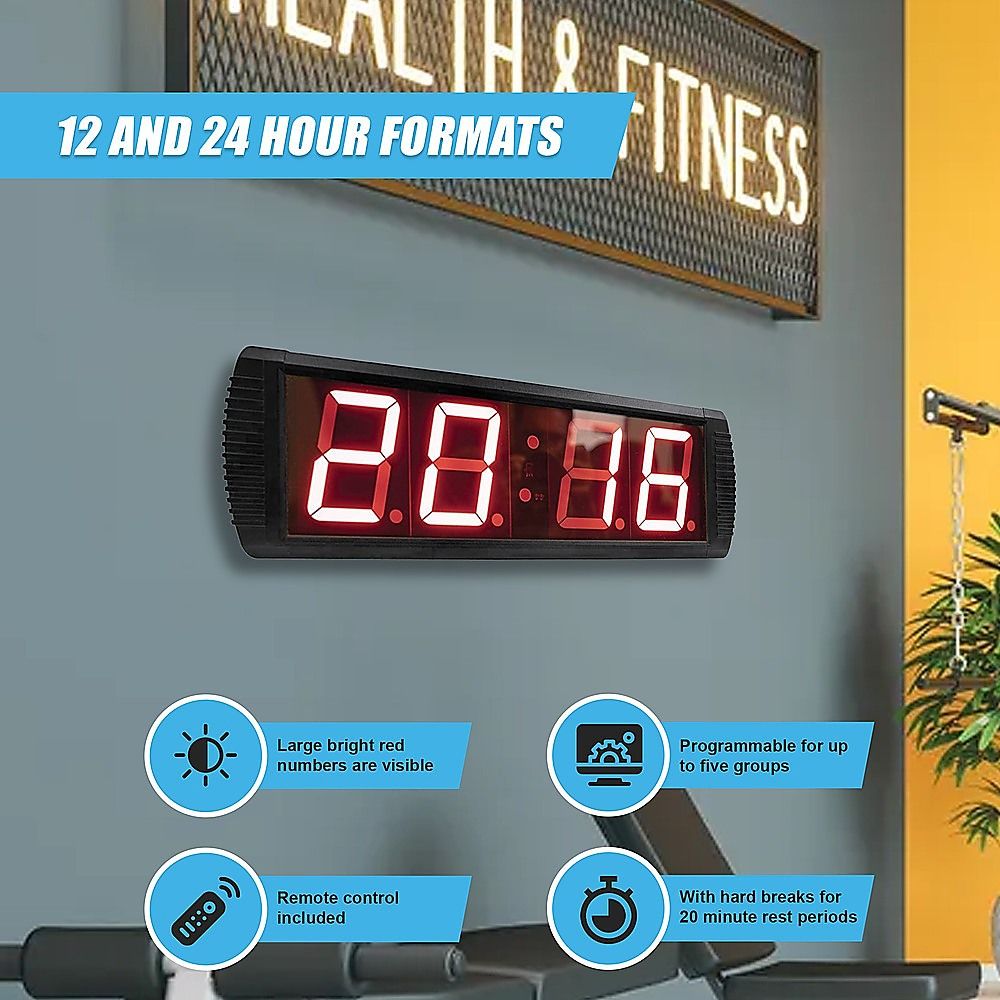 Digital Timer Interval Fitness Clock with LED Display for Home Gym Workouts