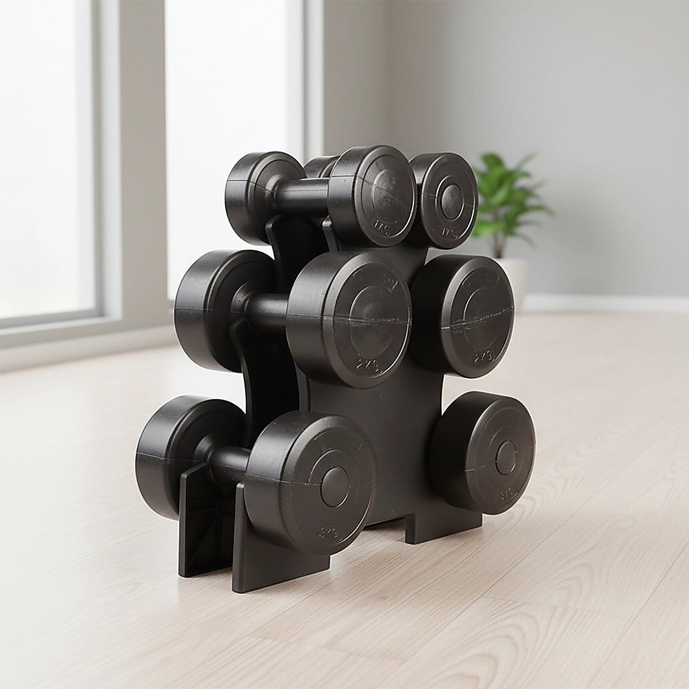 12kg Dumbbell Weights Set with Rack for Home Gym Training V63-798807