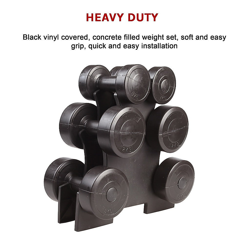 12kg Dumbbell Weights Set with Rack for Home Gym Training V63-798807
