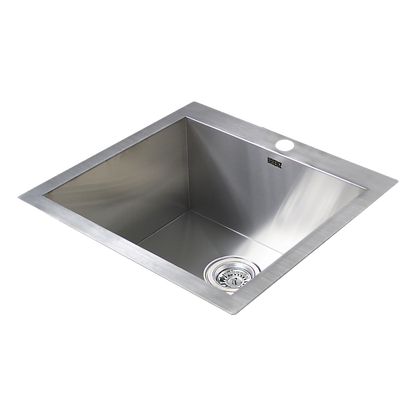 530x505mm Handmade Stainless Steel Topmount Kitchen Laundry Sink with Waste V63-798957