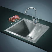 530x505mm Handmade Stainless Steel Topmount Kitchen Laundry Sink with Waste V63-798957