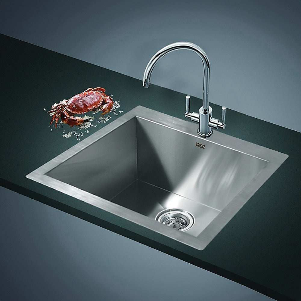 530x505mm Handmade Stainless Steel Topmount Kitchen Laundry Sink with Waste V63-798957