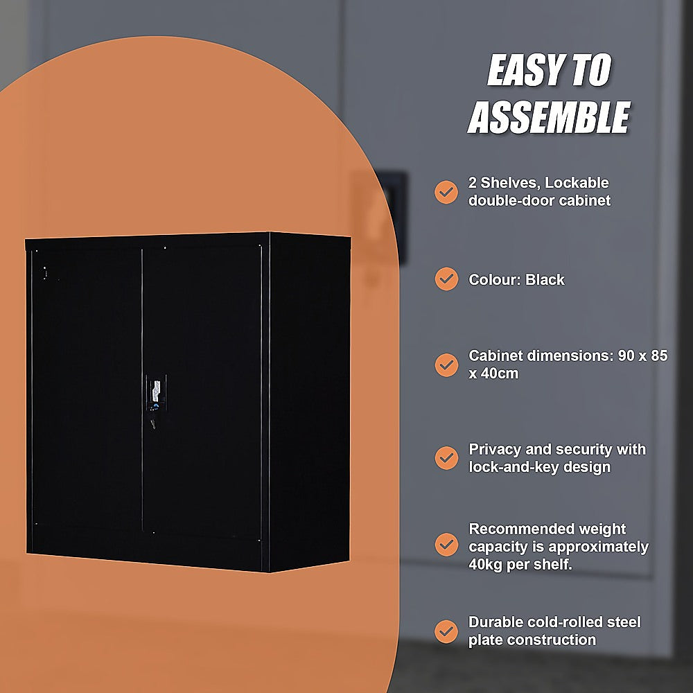 Two-Door Shelf Office Gym Filing Storage Locker Cabinet Safe V63-799167