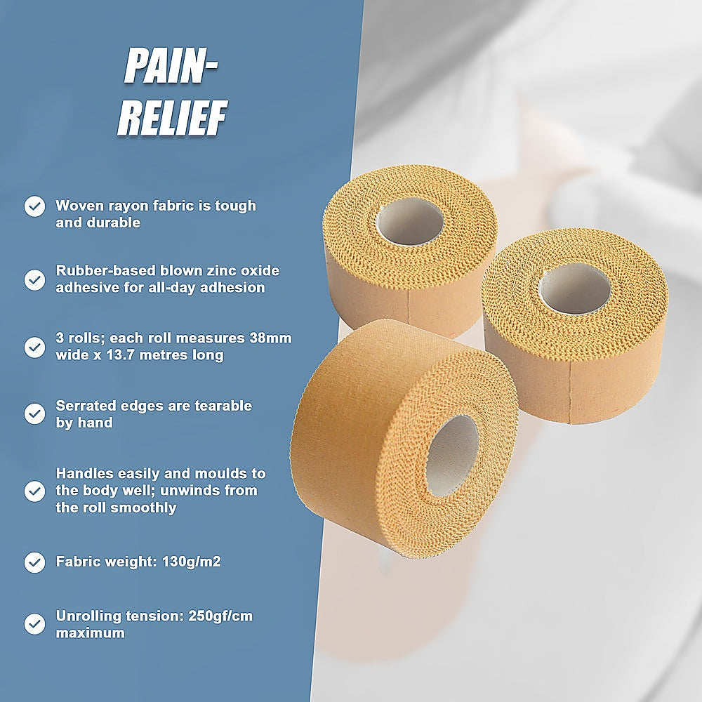 Premium Rigid Sports Strapping Tape - 3 Rolls of 38mm X 13.7M V63-799247