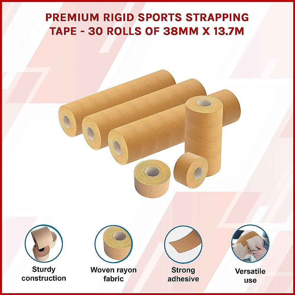 Premium Rigid Sports Strapping Tape - 30 Rolls of 38mm X 13.7M V63-799257