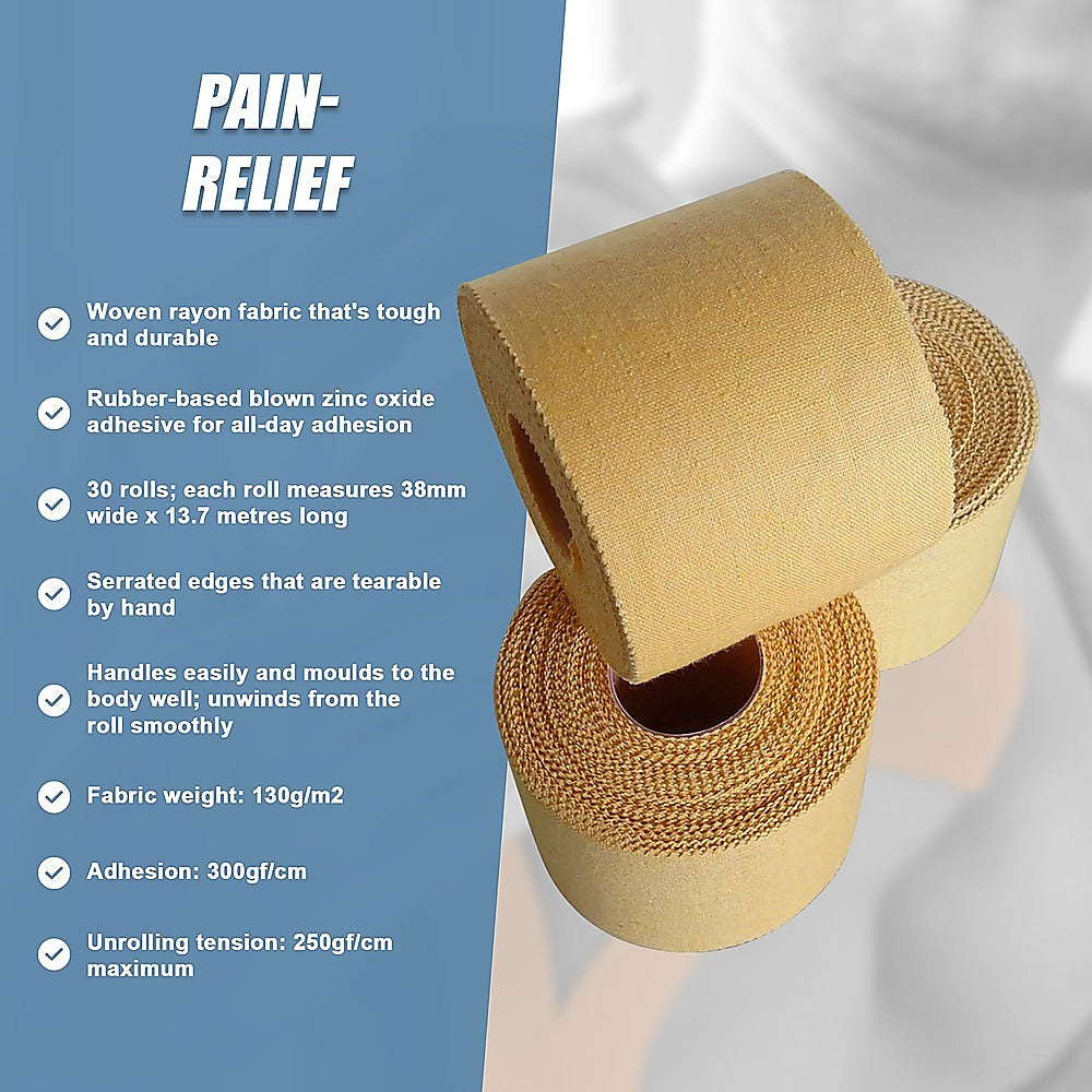 Premium Rigid Sports Strapping Tape - 30 Rolls of 38mm X 13.7M V63-799257