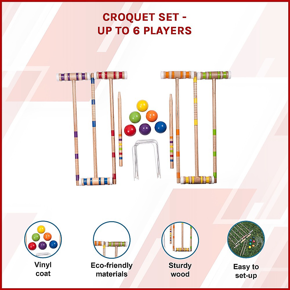 Croquet Set For Up To 6 Players Complete Outdoor Lawn Game Set For Family Gatherings And Events V63-799307