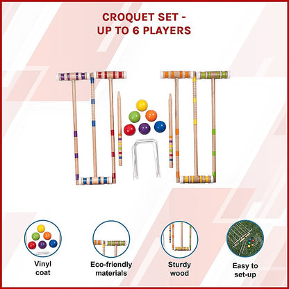 Croquet Set For Up To 6 Players Complete Outdoor Lawn Game Set For Family Gatherings And Events V63-799307