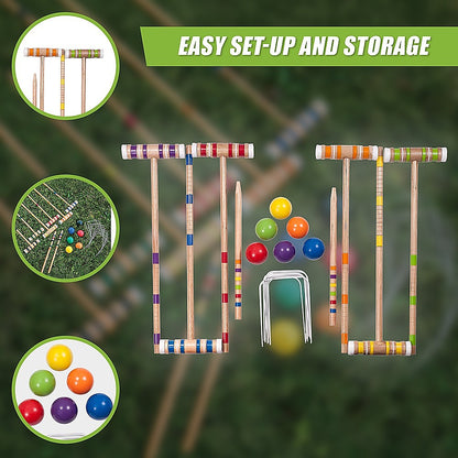 Croquet Set For Up To 6 Players Complete Outdoor Lawn Game Set For Family Gatherings And Events V63-799307
