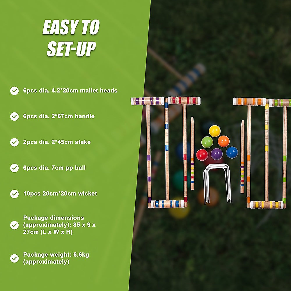 Croquet Set For Up To 6 Players Complete Outdoor Lawn Game Set For Family Gatherings And Events V63-799307
