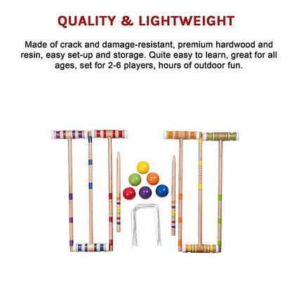 Croquet Set For Up To 6 Players Complete Outdoor Lawn Game Set For Family Gatherings And Events V63-799307
