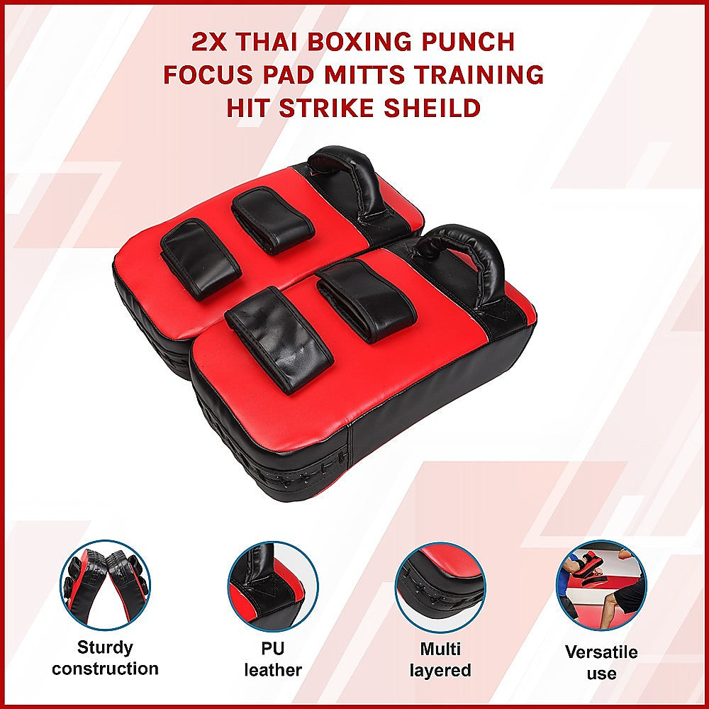 2 x Thai Boxing Punch Focus Pad Mitts Training Strike Shields Set V63-799317