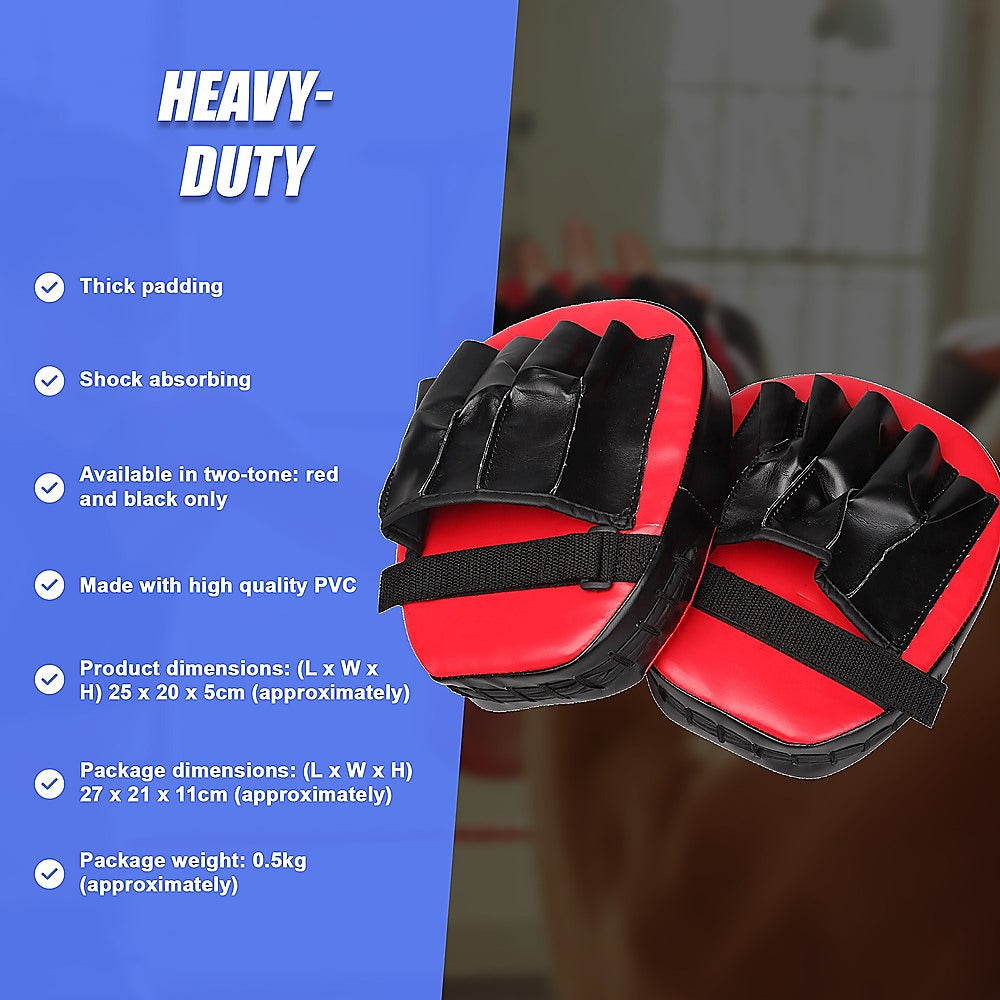 2 x Thai Boxing Punch Focus Gloves Kit Training Red & Black Pads V63-799327