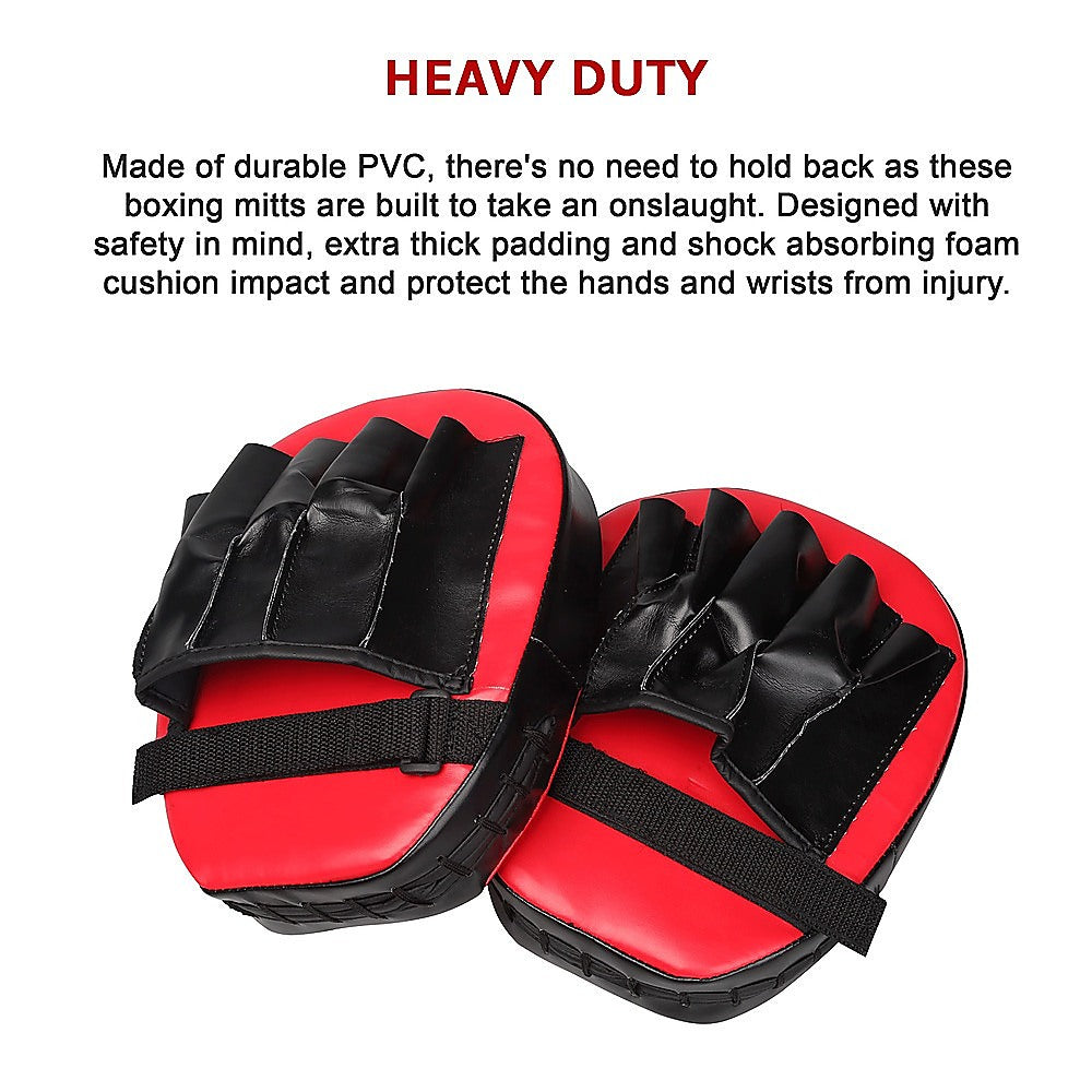 2 x Thai Boxing Punch Focus Gloves Kit Training Red & Black Pads V63-799327