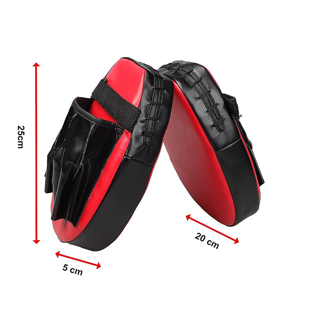 2 x Thai Boxing Punch Focus Gloves Kit Training Red & Black Pads V63-799327