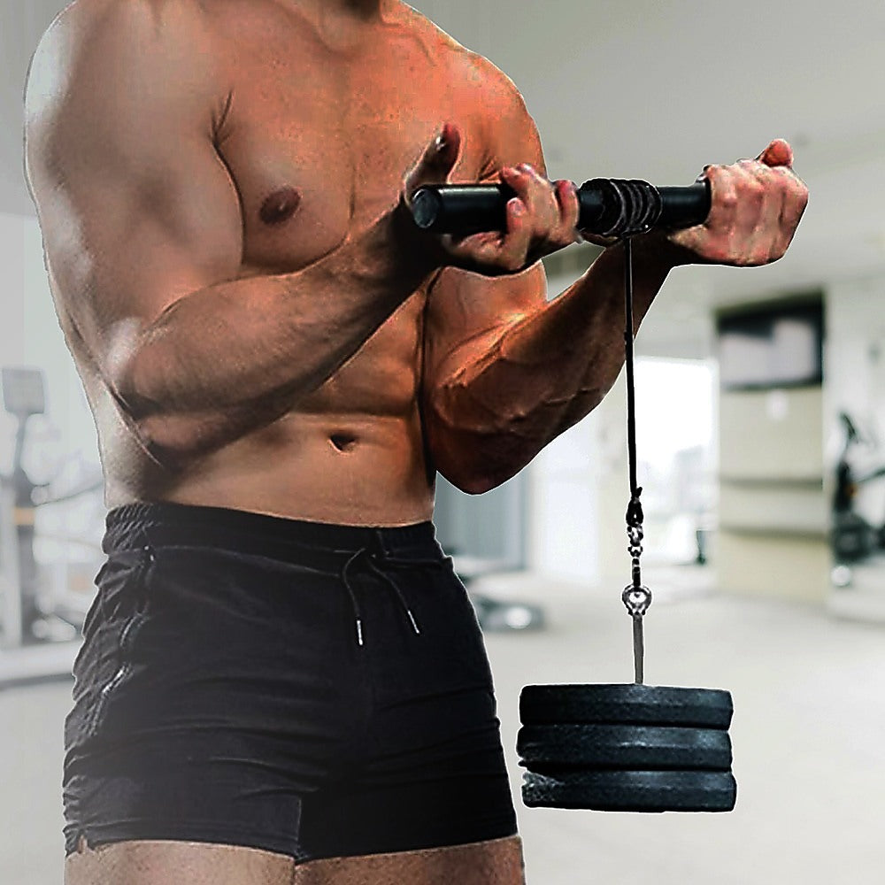 Forearm Wrist Grip Strength Roller Exercise Bar Home Gym Training V63-799347