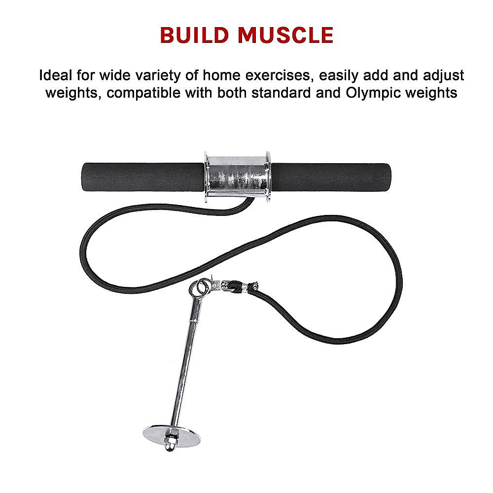 Forearm Wrist Grip Strength Roller Exercise Bar Home Gym Training V63-799347