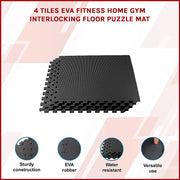 4 Tiles EVA Interlocking Gym Floor Mats - Home Fitness Puzzle Exercise Mat Set V63-799367