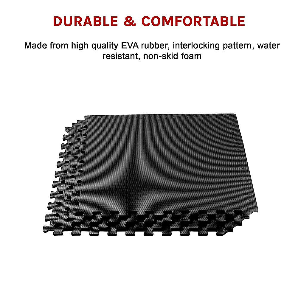 4 Tiles EVA Interlocking Gym Floor Mats - Home Fitness Puzzle Exercise Mat Set V63-799367