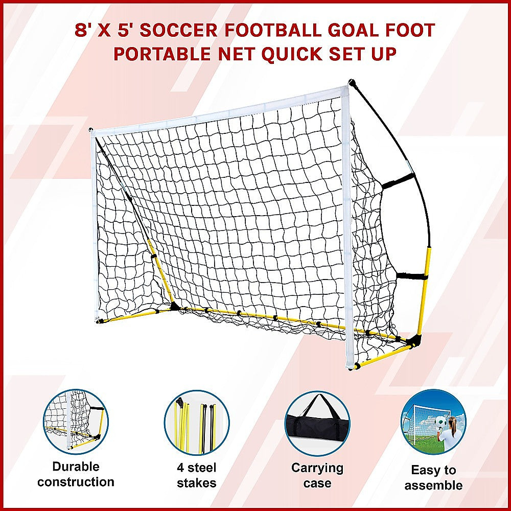 8' x 5' Soccer Football Goal Foot Portable Net Quick Set Up V63-799407
