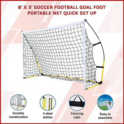 8' x 5' Soccer Football Goal Foot Portable Net Quick Set Up V63-799407