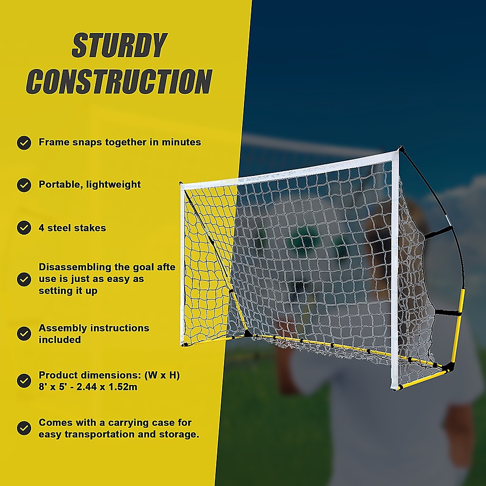 8' x 5' Soccer Football Goal Foot Portable Net Quick Set Up V63-799407