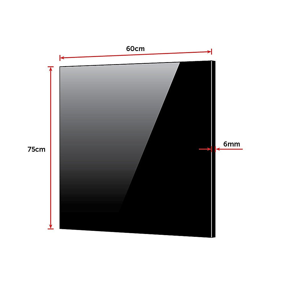Toughened 60cm x 75cm Black Glass Kitchen Splashback V63-800187