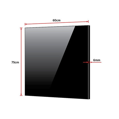 Toughened 60cm x 75cm Black Glass Kitchen Splashback V63-800187