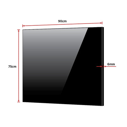 Toughened 60cm x 70cm Black Glass Kitchen Splashback V63-800197