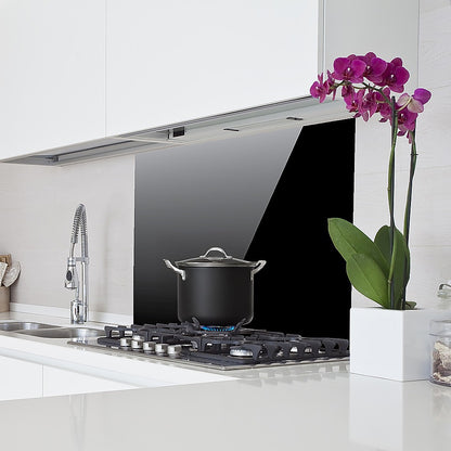 Toughened 90cm x 75cm Black Glass Kitchen Splashback V63-800207