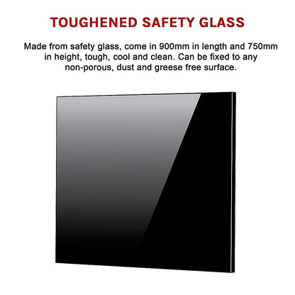 Toughened 90cm x 75cm Black Glass Kitchen Splashback V63-800207
