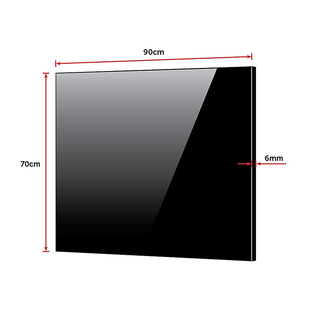 Toughened 90cm x 70cm Black Glass Kitchen Splashback V63-800217