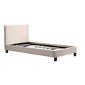Single Linen Fabric Bed Frame Beige V63-800697