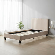 Single Linen Fabric Bed Frame Beige V63-800697