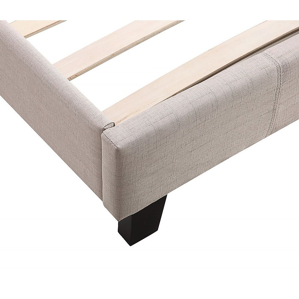 Single Linen Fabric Bed Frame Beige V63-800697