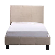 Single Linen Fabric Bed Frame Beige V63-800697