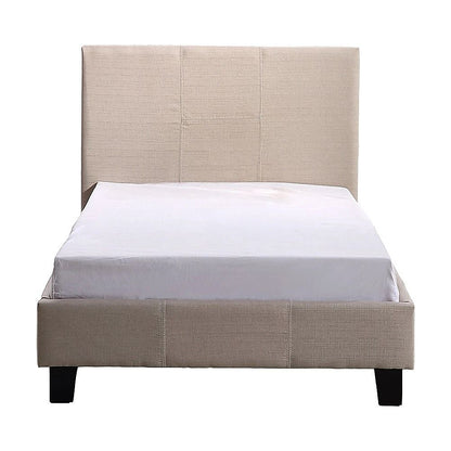 Single Linen Fabric Bed Frame Beige V63-800697