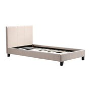 Single Linen Fabric Bed Frame Beige V63-800697