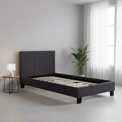 Single Linen Fabric Bed Frame Grey V63-800707
