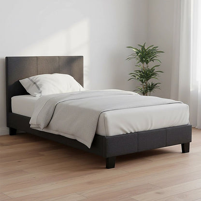 Single Linen Fabric Bed Frame Grey V63-800707