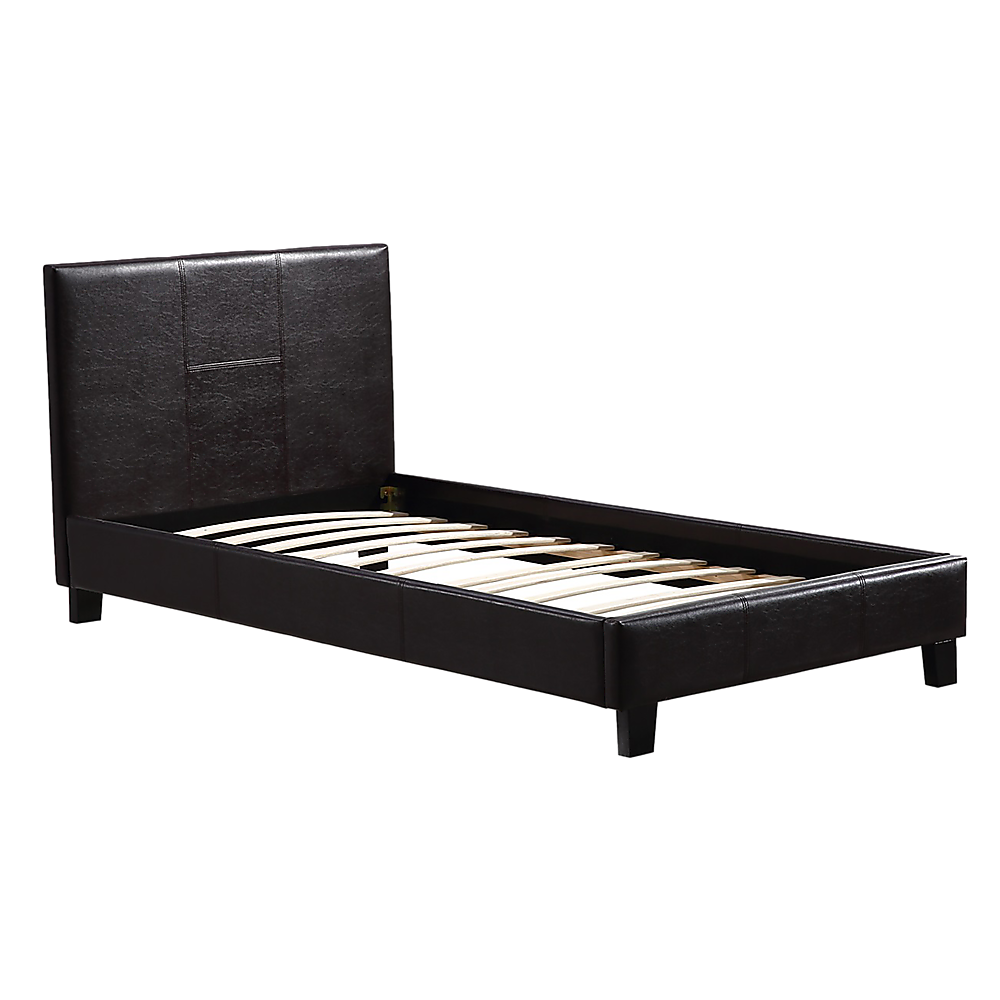Single PU Leather Bed Frame Brown V63-800717