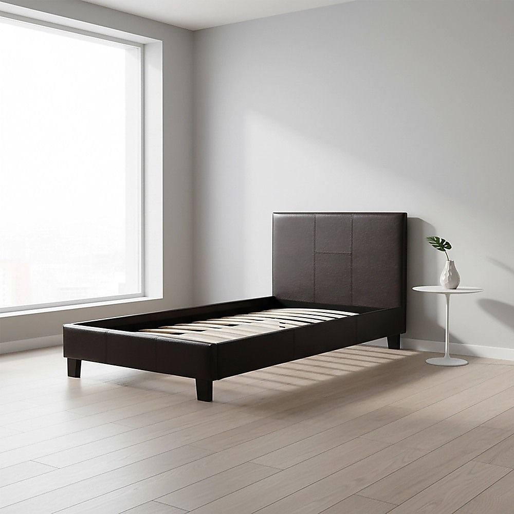 Single PU Leather Bed Frame Brown V63-800717