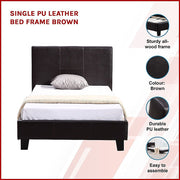Single PU Leather Bed Frame Brown V63-800717
