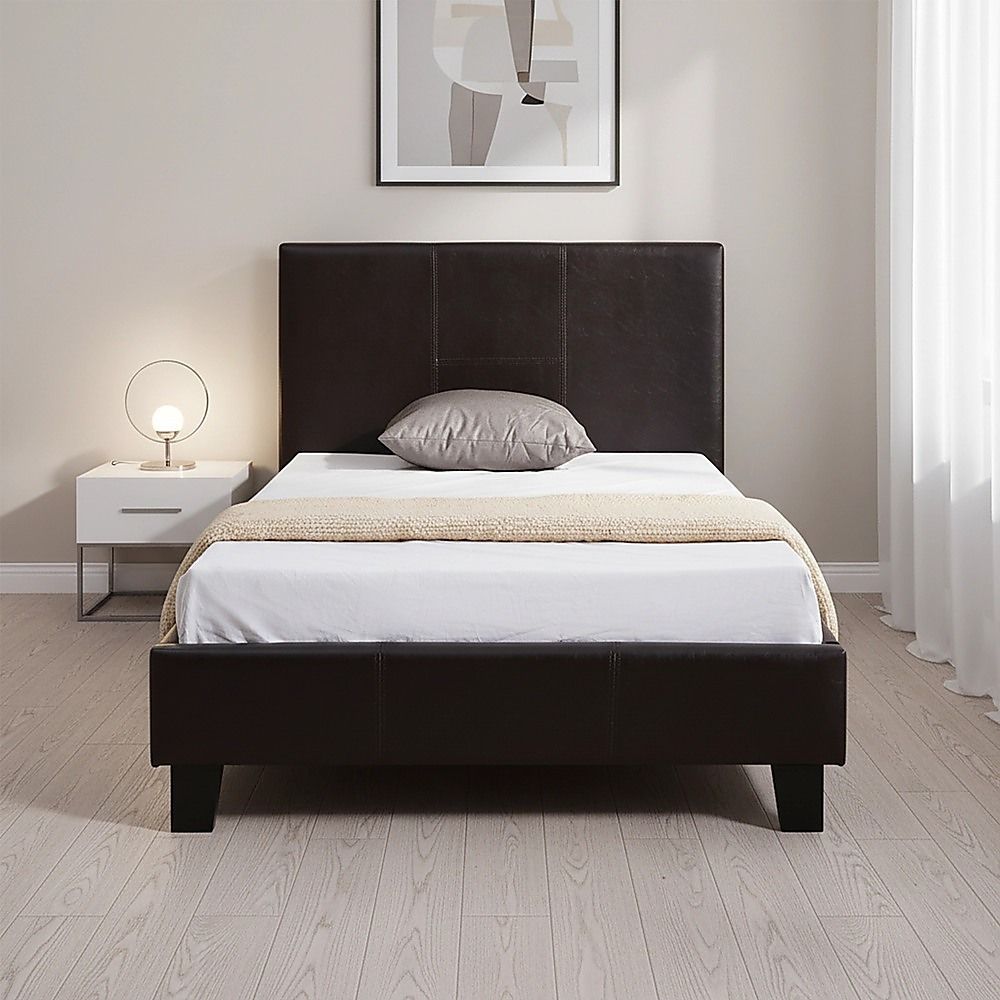 Single PU Leather Bed Frame Brown V63-800717