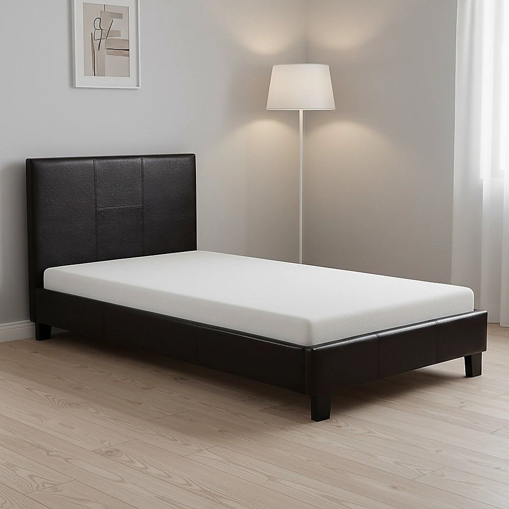 Single PU Leather Bed Frame Brown V63-800717